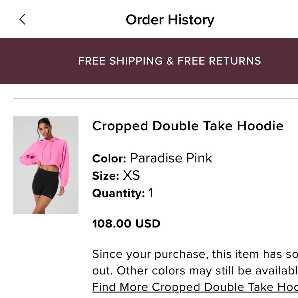 Alo Paradise Pink Cropped Double Take Hoodie